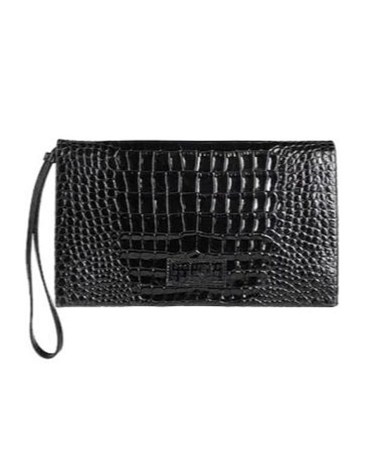 MM6 by Maison Margiela Black Large Crocodilepattern Clutch Bag