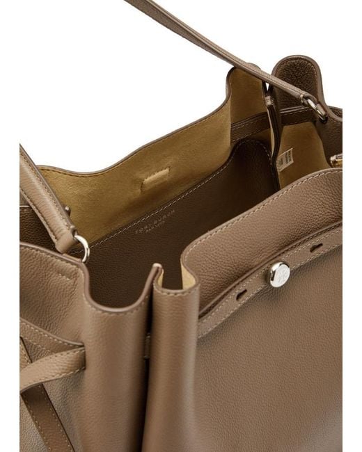 Tory Burch Brown Romy Large Grained Leather Bucket Bag