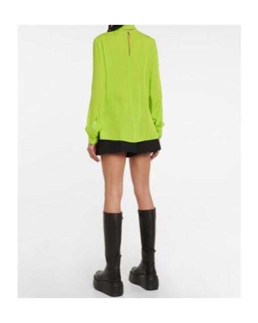Valentino Green Cutout Silk Crêpe Blouse
