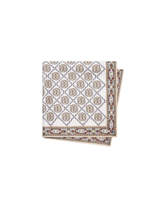 Tory Burch Gray Double T Logo-Print Scarf