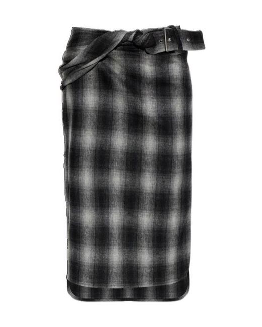 IRO Black Patterned Midi Skirt