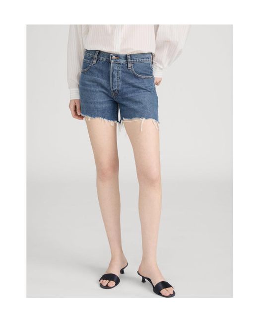 FRAME Blue The Long Hang Shorts