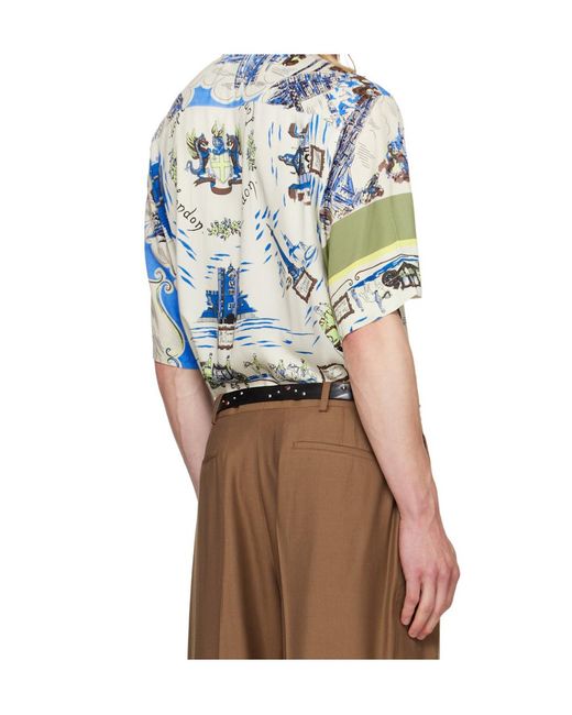 Paul Smith Blue Short-Sleeved Hawaiian Shirt for men