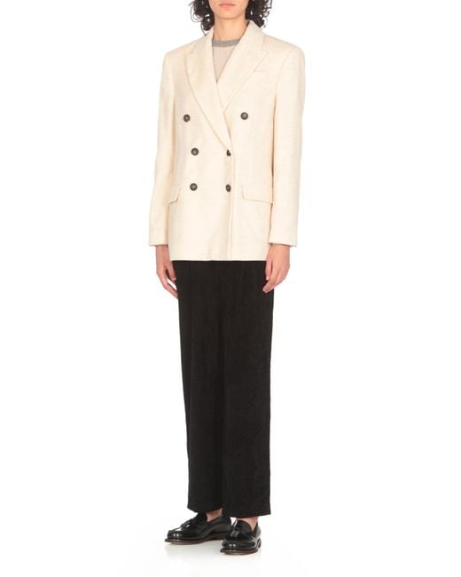 Brunello Cucinelli Natural Corduroy Double-Breasted Blazer