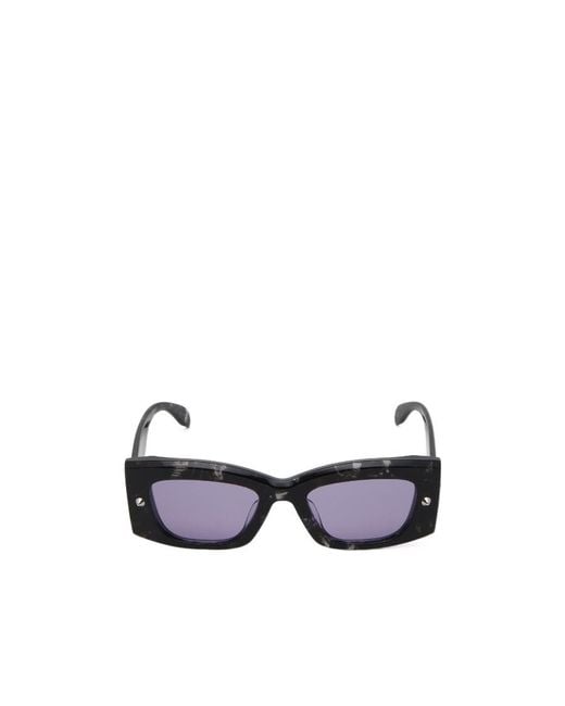 McQueen White Eyewear Rectangle Frame Sunglasses