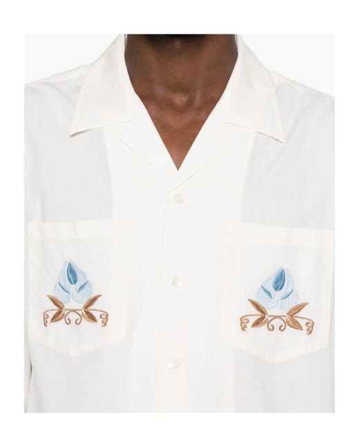 Bode White Noveau Vine Embroidered Shirt for men