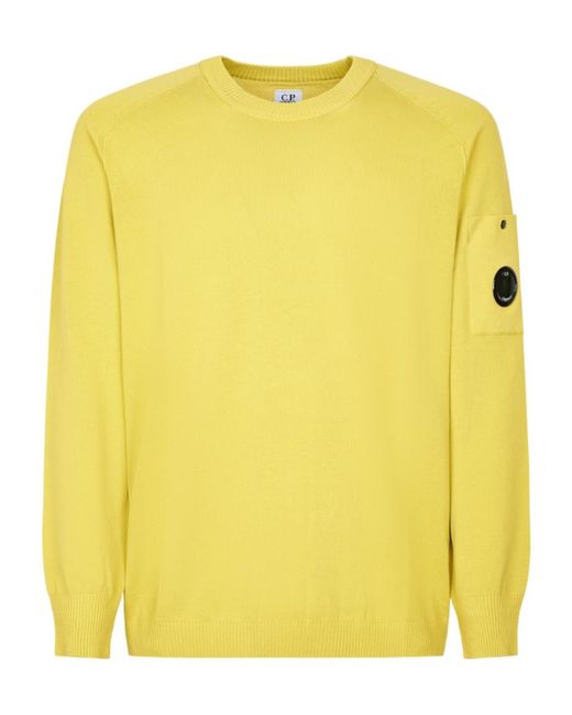 C P Company Yellow Crewneck Lens Jumper for men