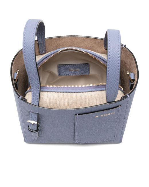 Valextra Blue Micro Leather Bucket Bag