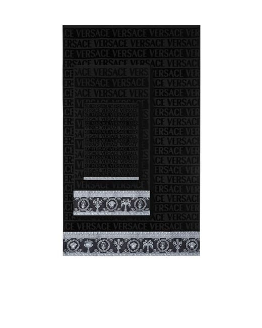 Versace Black 5-Piece Patterned Towel Set for men