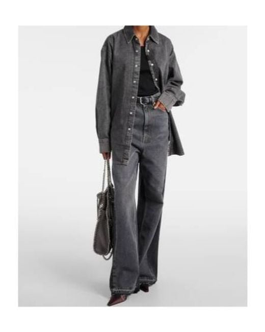 Stella McCartney Gray High-Rise Wide-Leg Jeans