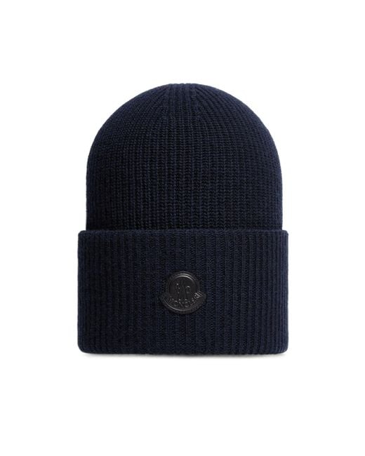 Moncler Blue Wool Cashmere Blend Beanie
