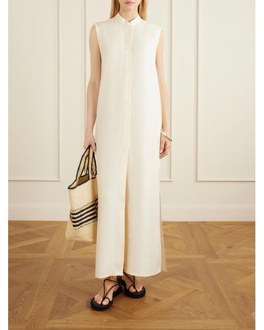 LeKasha White Namsa Sleeveless Maxi Shirt Dress
