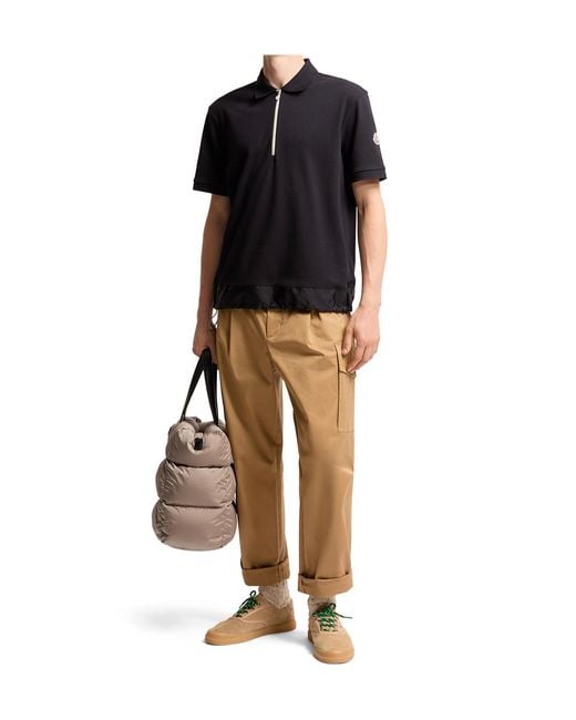 Moncler Blue Quater-Zip Short-Sleeve Polo Shirt for men
