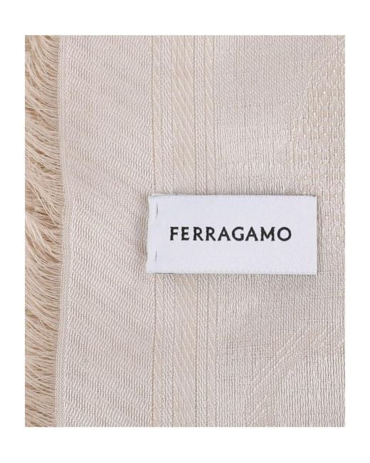 Ferragamo White Gancini Stole Scarf