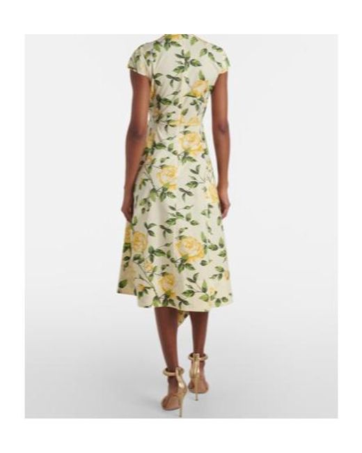 Oscar de la Renta Metallic Floral Cotton-Blend Poplin Midi Dress