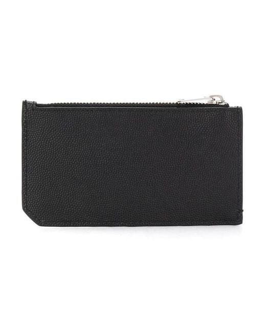 Saint Laurent Black Paris Fragment Zipped Card Case for men