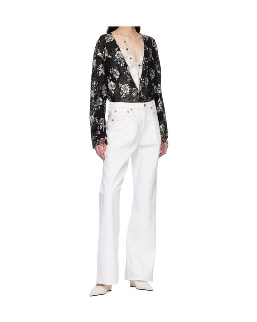 R13 White Damon Belt Loop Jeans
