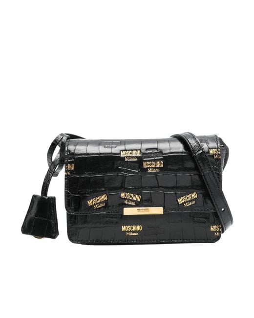 Moschino Black Logo-Stamp Cross Body Bag