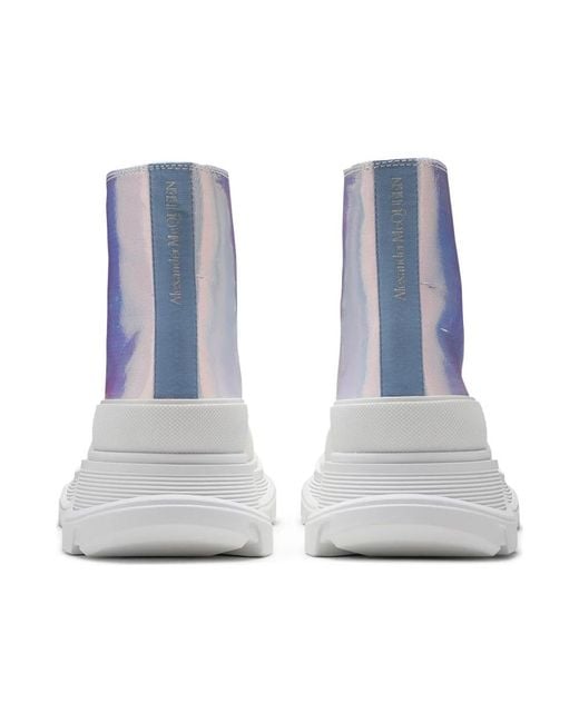 McQueen Gray Tread Slick Metallic-Effect Sneakers
