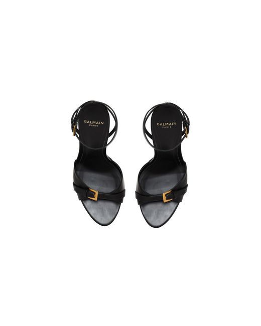 Balmain Black Anthem Buckled Heeled Sandals