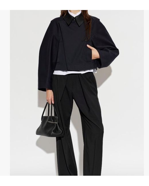 Givenchy Blue Contrast Collar Cropped Jacket