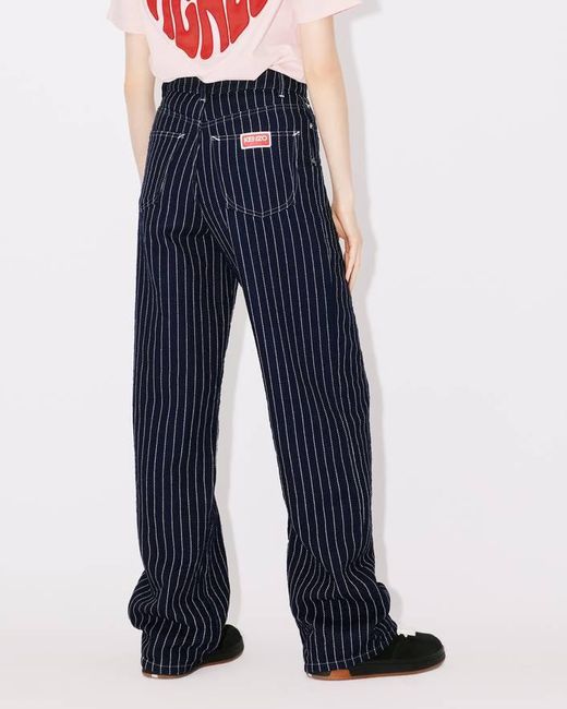 KENZO Blue Sashiko Stitch Wide Leg Jeans