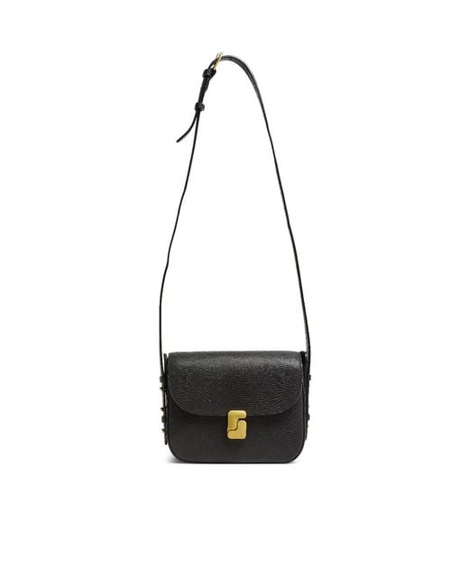 Soeur Black Flap Shoulder Bag