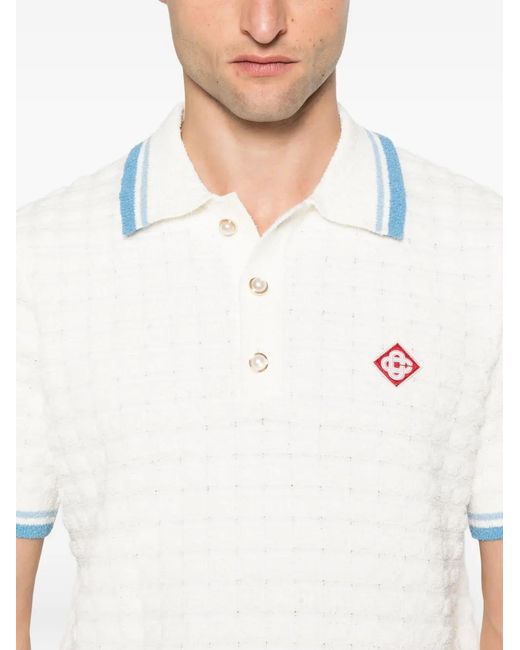Casablanca White Logo Patch Polo Shirt for men