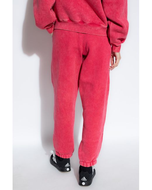 Alexander Wang Red Rubberised-Logo Cotton-Blend Track Pants