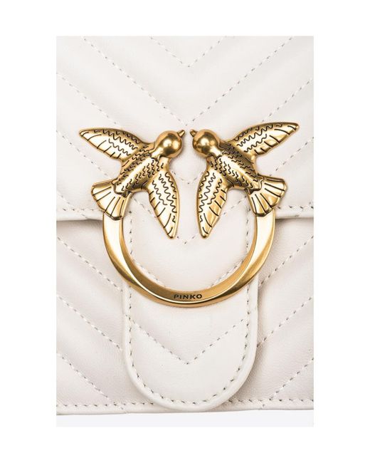 Pinko Natural Classic Love One Chevron Crossbody Bag