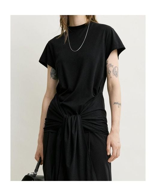 Totême  Black Knotted Draped T-Shirt
