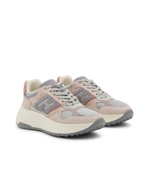 Hogan Gray Panelled Lace-Up Sneakers