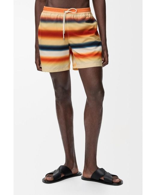 Loewe Orange X Paula Ibiza Striped Swim Shorts for men