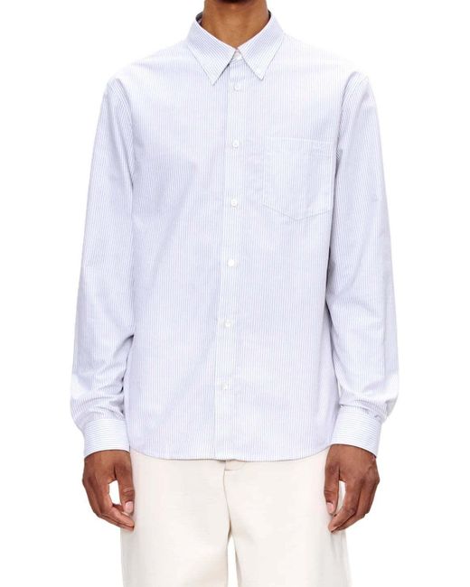 A.P.C. Blue Striped Buttoned Shirt for men