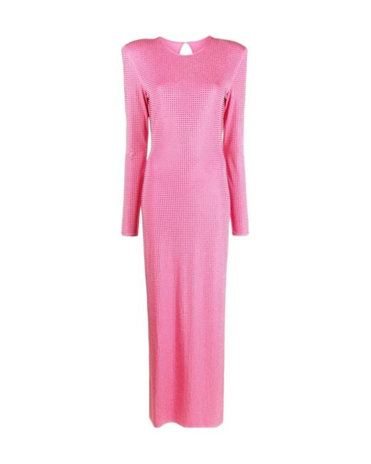 ROTATE BIRGER CHRISTENSEN Pink Crystal Embellished Backless Dress