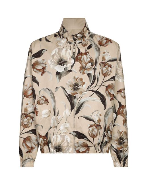 Dolce & Gabbana Natural Floral Printed Reversible High-Neck Jacket for men