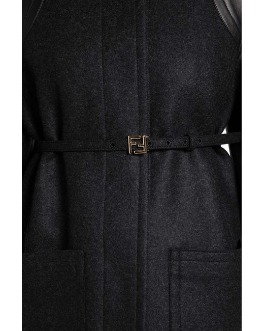 Fendi Black Single-Breasted Crewneck Jacket