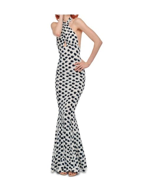 Norma Kamali White Cross Halter Fishtail Gown