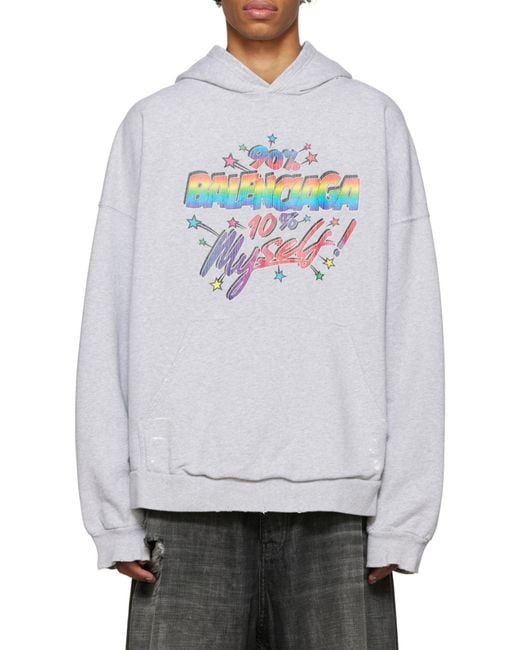Balenciaga White Graphic Wide-Fit Hoodie for men