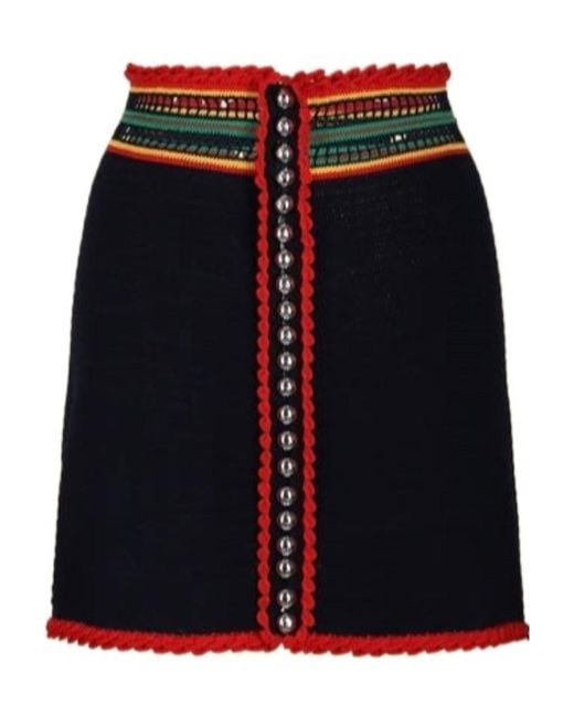 Rabanne Black Colour-Block Macramé Miniskirt
