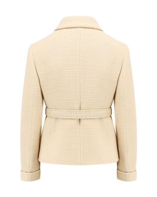 Valentino Natural Logo Plaque Button-Up Jacket