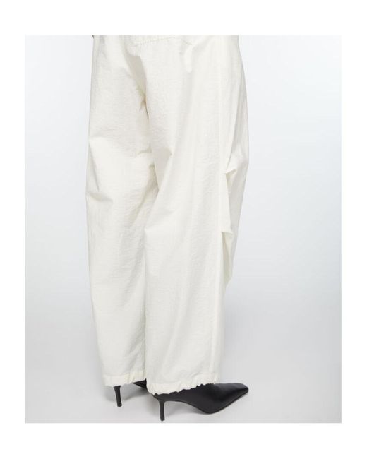 Acne White Drawstring Wide-Leg Trousers