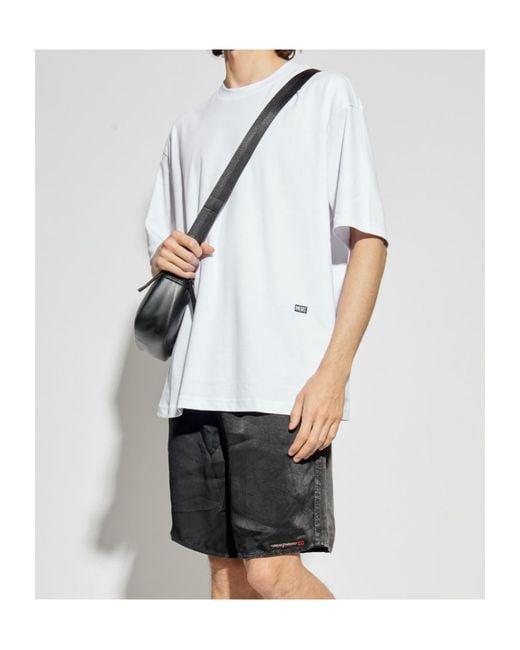 DIESEL White Logo Printed Crewneck T-Shirt for men