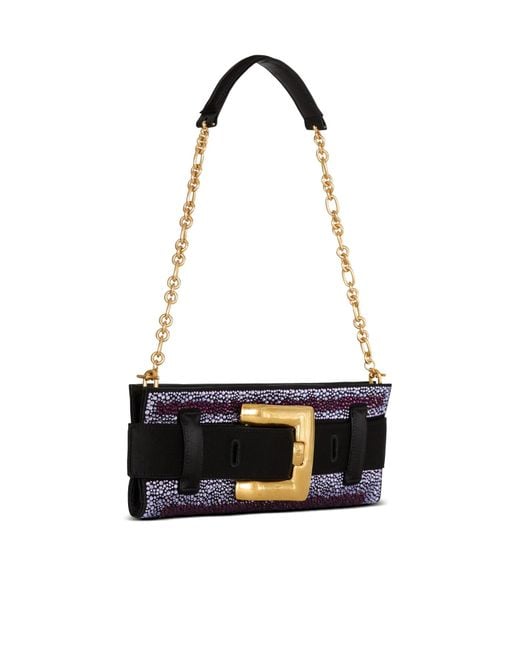 Balmain Black Anthem Crystal Satin Clutch