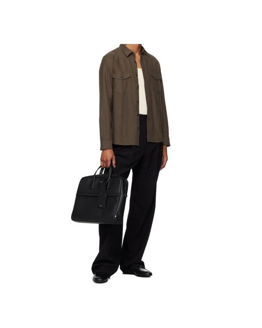Boss Black Logo-Plaque Top-Handle Briefcase for men