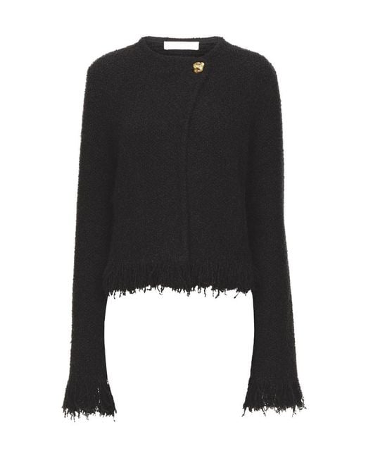 Chloé Black Chloé Tweed Frayed Edge Jacket