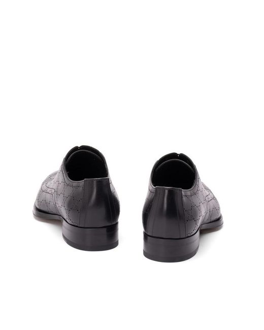 Gucci Black Lasered Gg Lace-Up Shoes for men