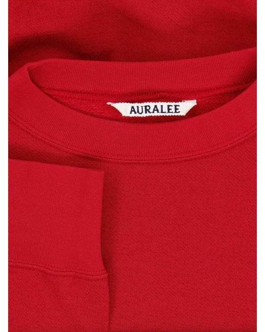 Auralee Red Cropped Crewneck Sweatshirt