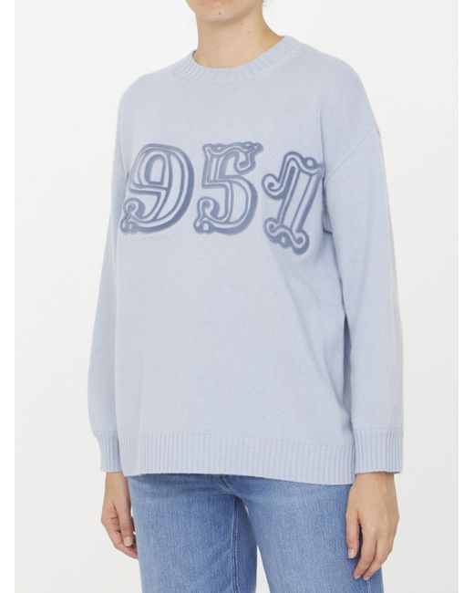 Max Mara Blue Crewneck Long-Sleeved Jumper