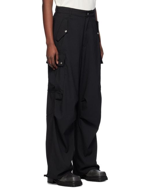 Rhude Black Textured-Finish Straight-Leg Cargo Pants for men